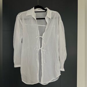 Abercrombie white swim suit coverup with ties